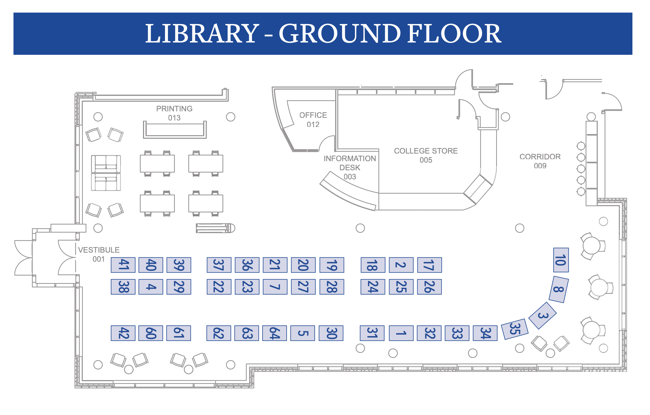 library ground floor map for student research day