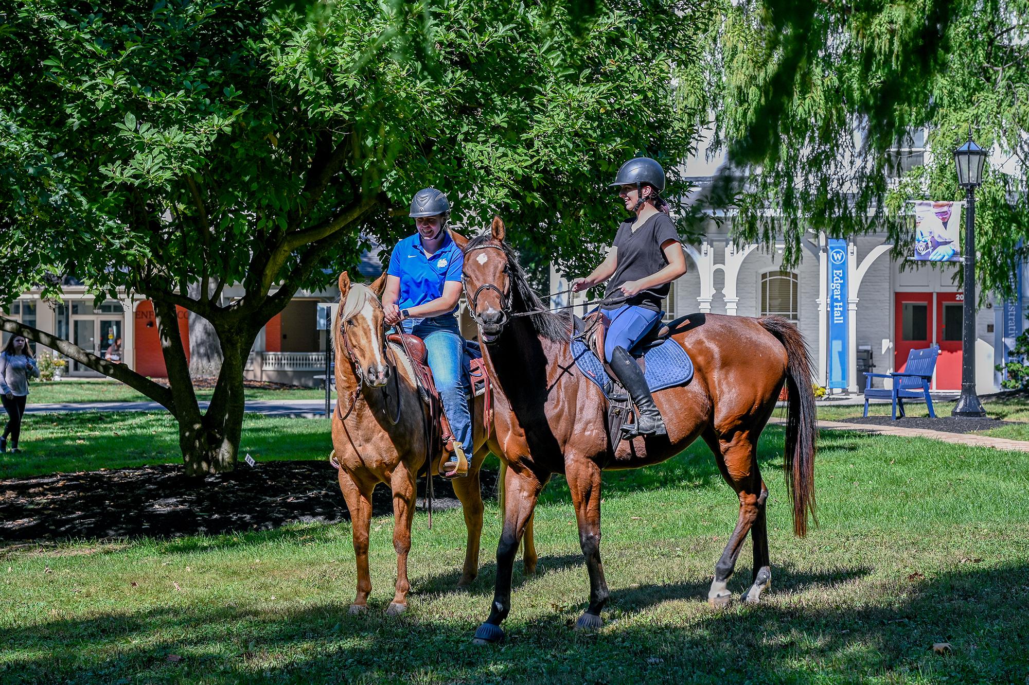 Two students on horses